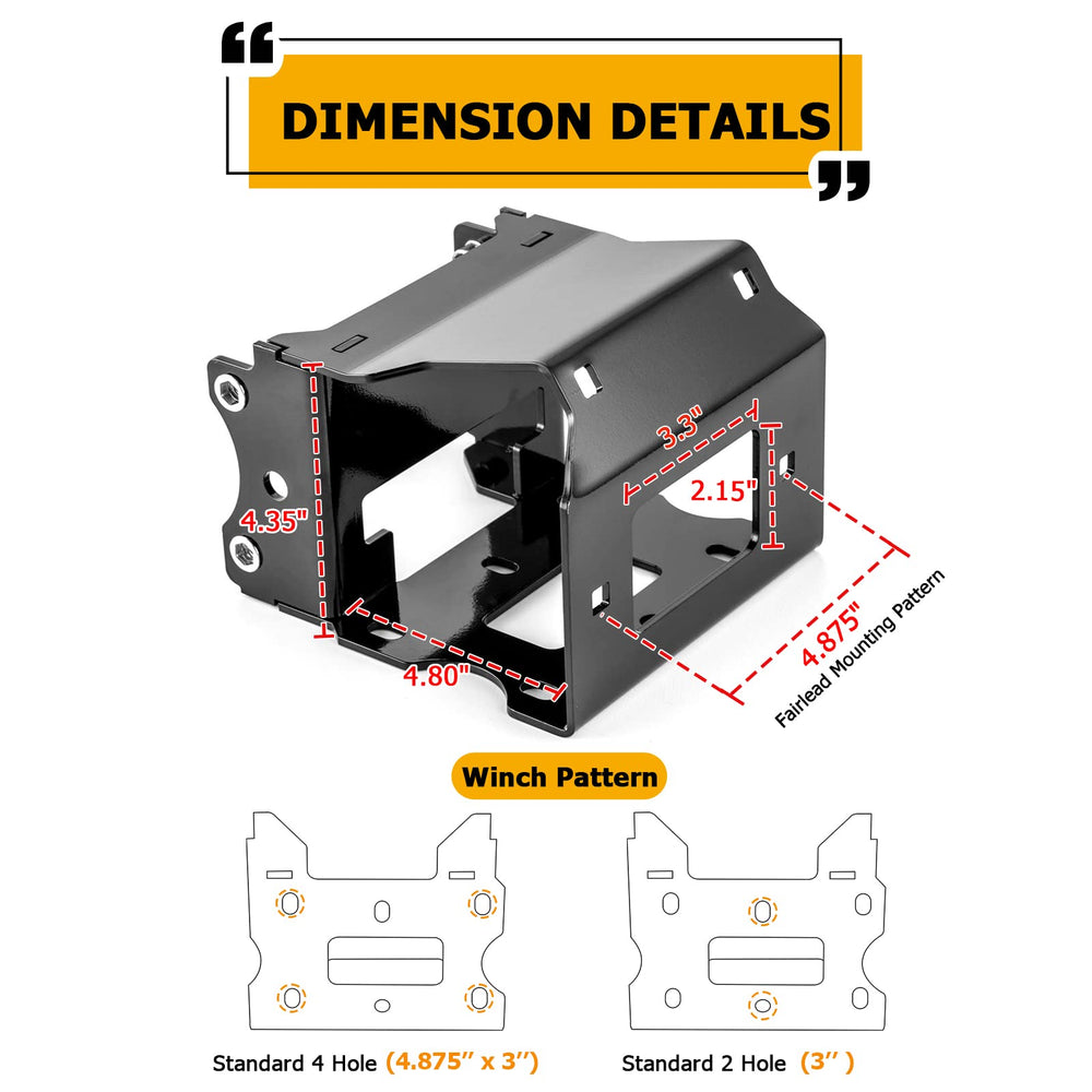 WeiSen winch mount with 4-hole pattern compatible with most standard winches
