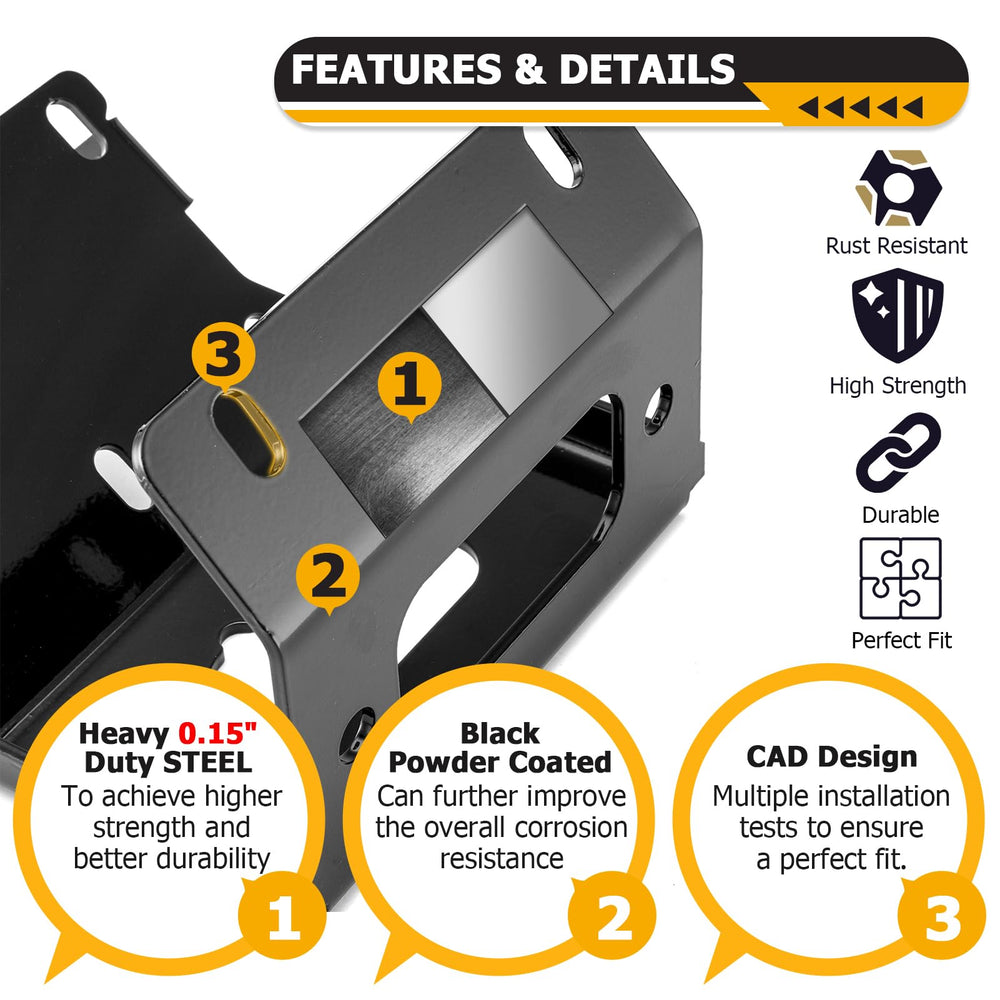WeiSen winch mount plate shows mounting holes for straightforward installation