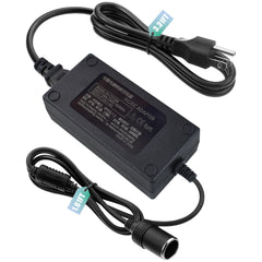 Weishuo 110V to 12V converter powering a tire inflator for roadside checks