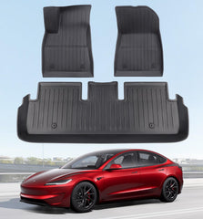 Wekar 2025 Model 3 front mats showing precise fit and all-weather protection.