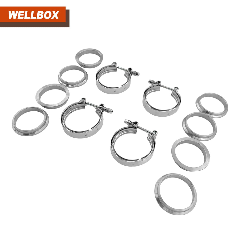 Wellbox 4-piece V-Band clamp set ready for installation and testing.