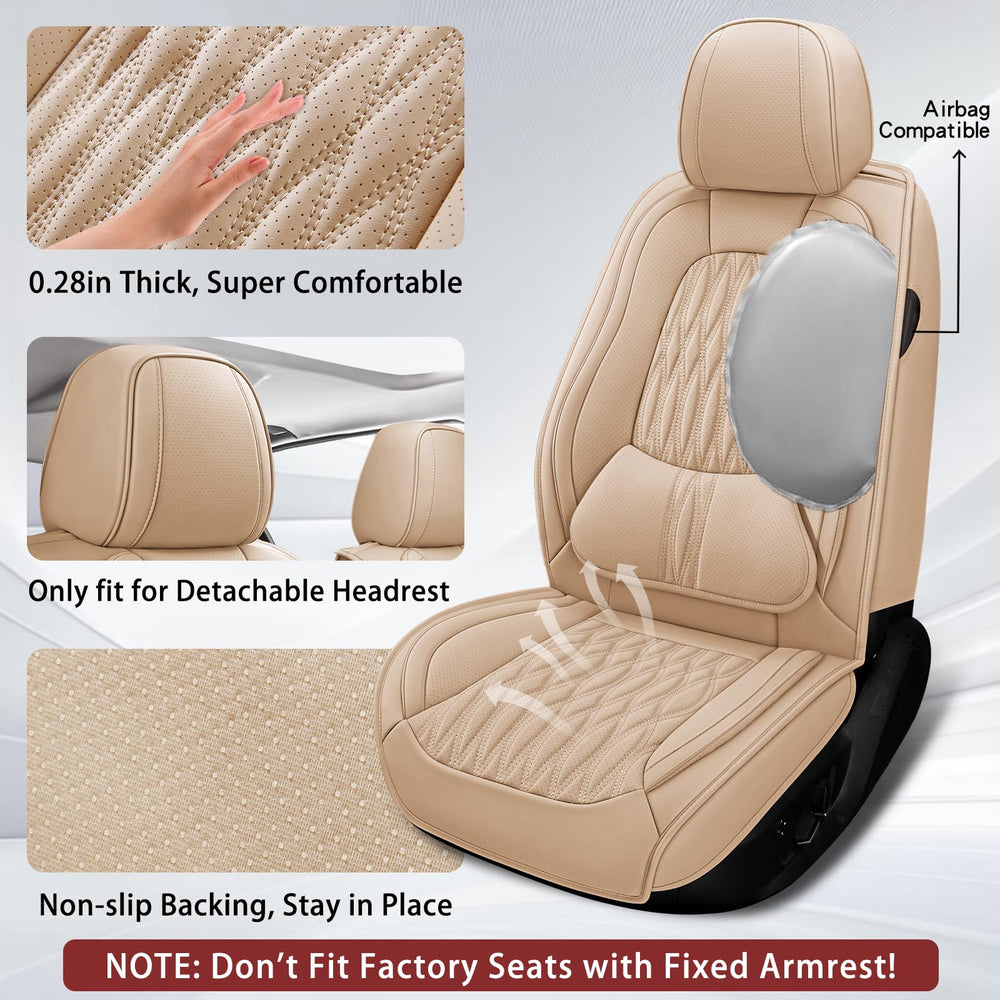 WELLDO leather seat cover, front right view, enhances interior style and comfort.