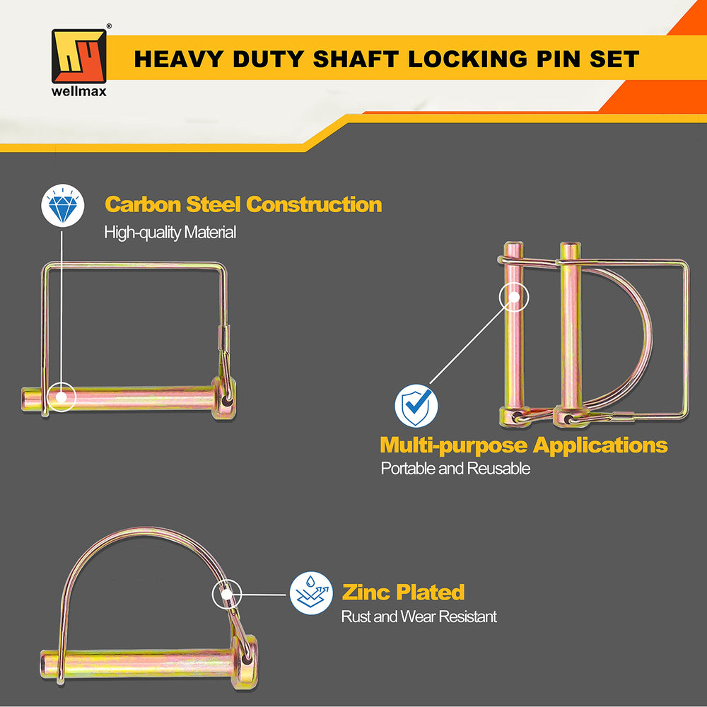 Wellmax zinc-plated finish closeup showing rust-resistant pin construction