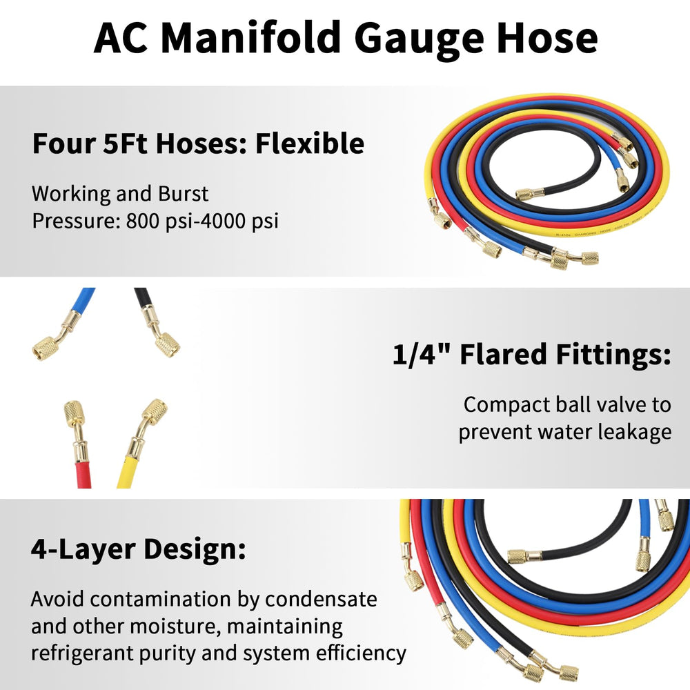 Wells AC gauge set color-coded hoses for reliable diagnostics