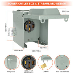 WELLUCK 50A NEMA 14-50R receptacle ready for heavy-duty RV hookups.