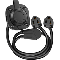 WELLUCK RV shore power inlet close-up showing durable, corrosion-resistant contacts.