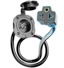 Welluck RV shore power inlet with dual 18-inch cords for versatile camping power.