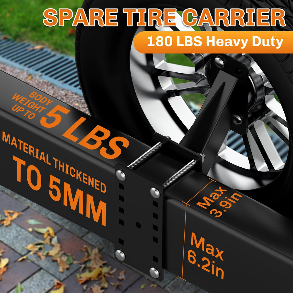 WELLUCK spare tire mount demonstrates 150 lb capacity.