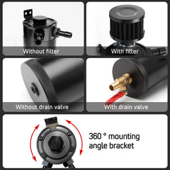 WENJTP red branded oil catch can tank for compact, high-performance setup.
