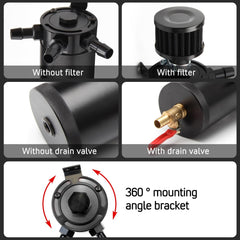 Drain valve enables quick, mess-free oil removal and reuse.