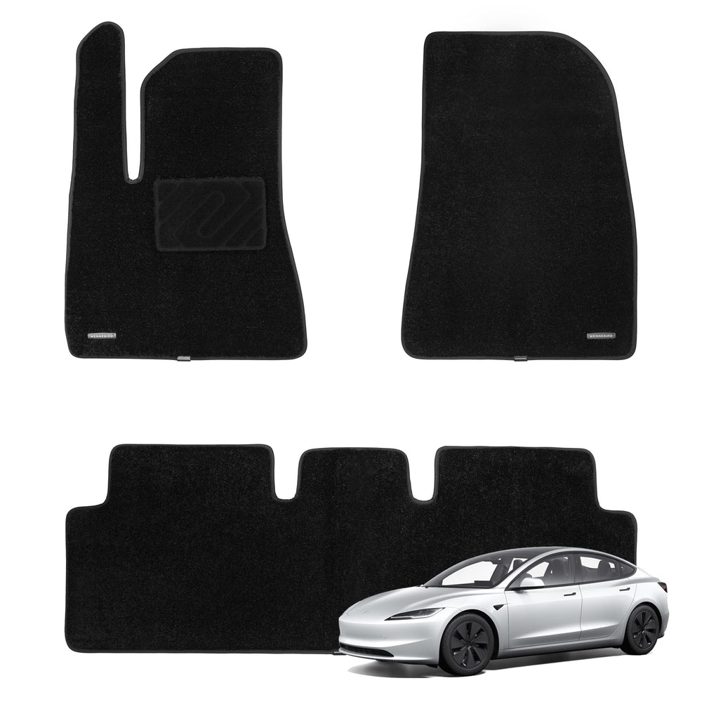 WENNEBIRD Tesla Model 3 Highland front driver mat with premium edge for refined interior.