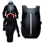 WEPLAN motorcycle backpack helmet-compartment keeps your helmet secure while riding.