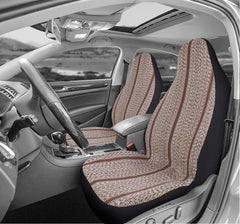 Detail of stitching on West Coast Auto Baja Blanket seat cover indicating durability