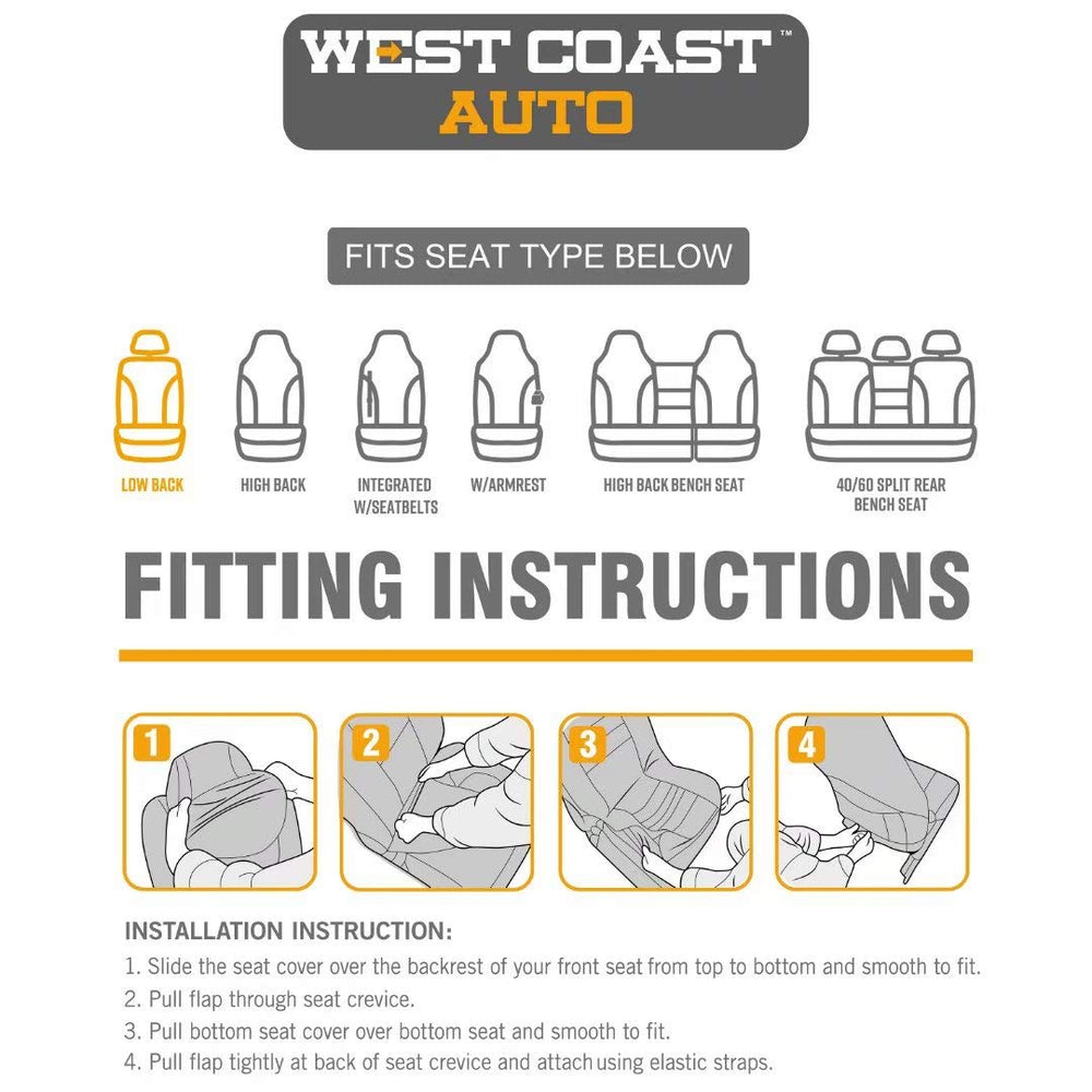 West Coast Auto Baja blanket bucket seat cover easy install with hook-and-loop fasteners