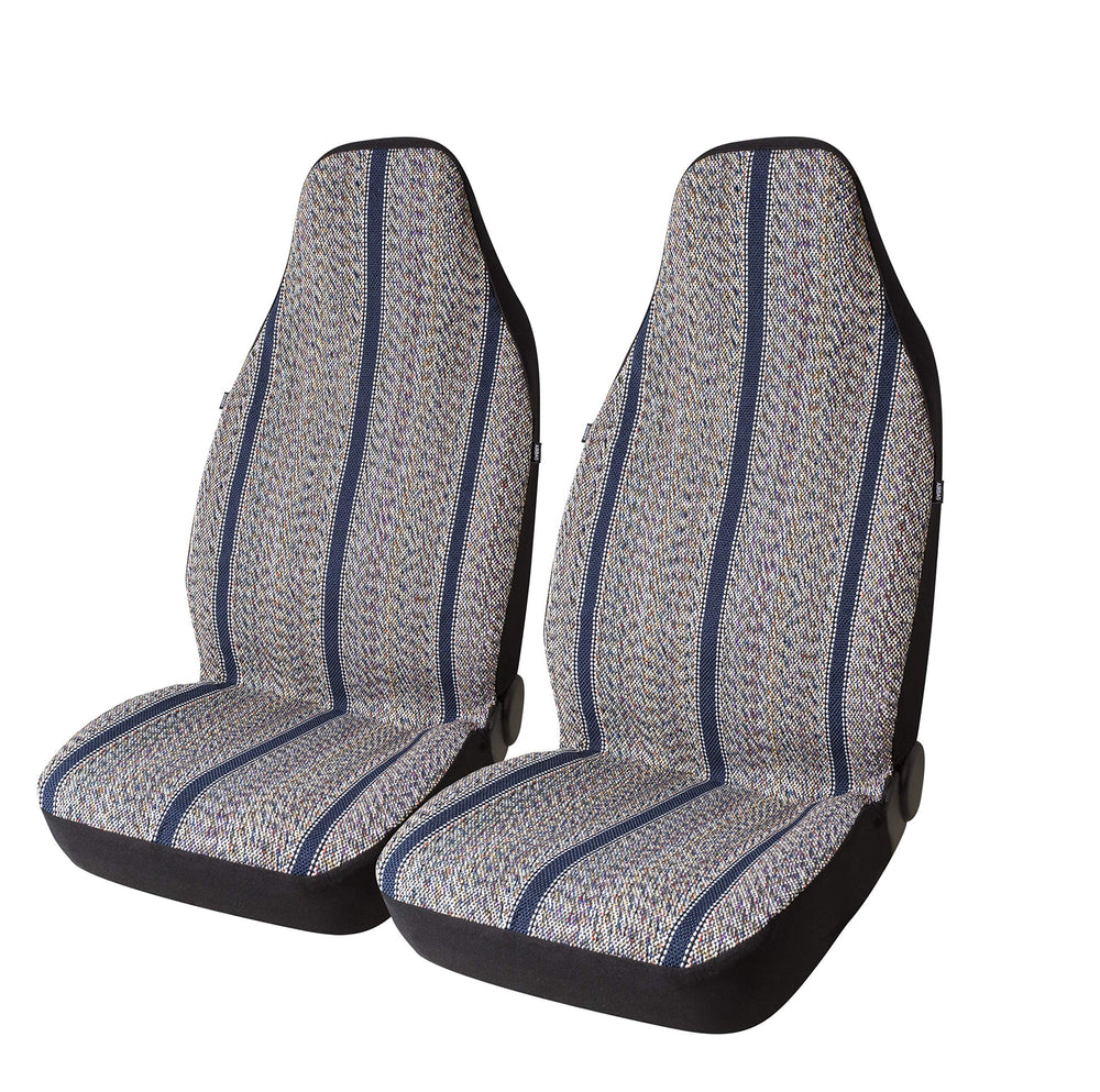 West Coast Auto Baja blanket seat cover blue front view shows bold design and interior refresh