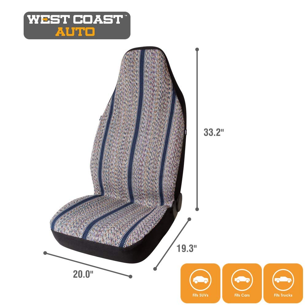 West Coast Auto Baja blanket seat cover blue universal fit on car seat profile