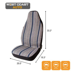 West Coast Auto Baja blanket seat cover blue universal fit on car seat profile