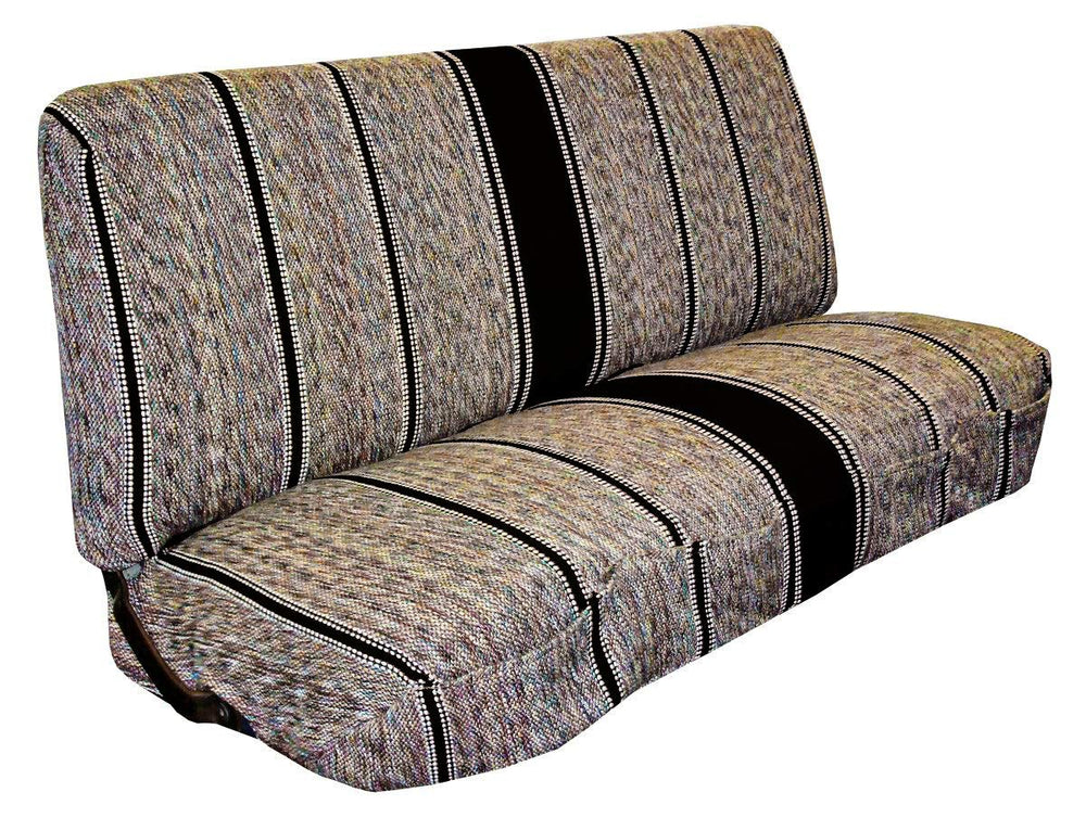 West Coast Auto Baja Saddle Blanket bench cover on full-size black Ford bench, protects from spills