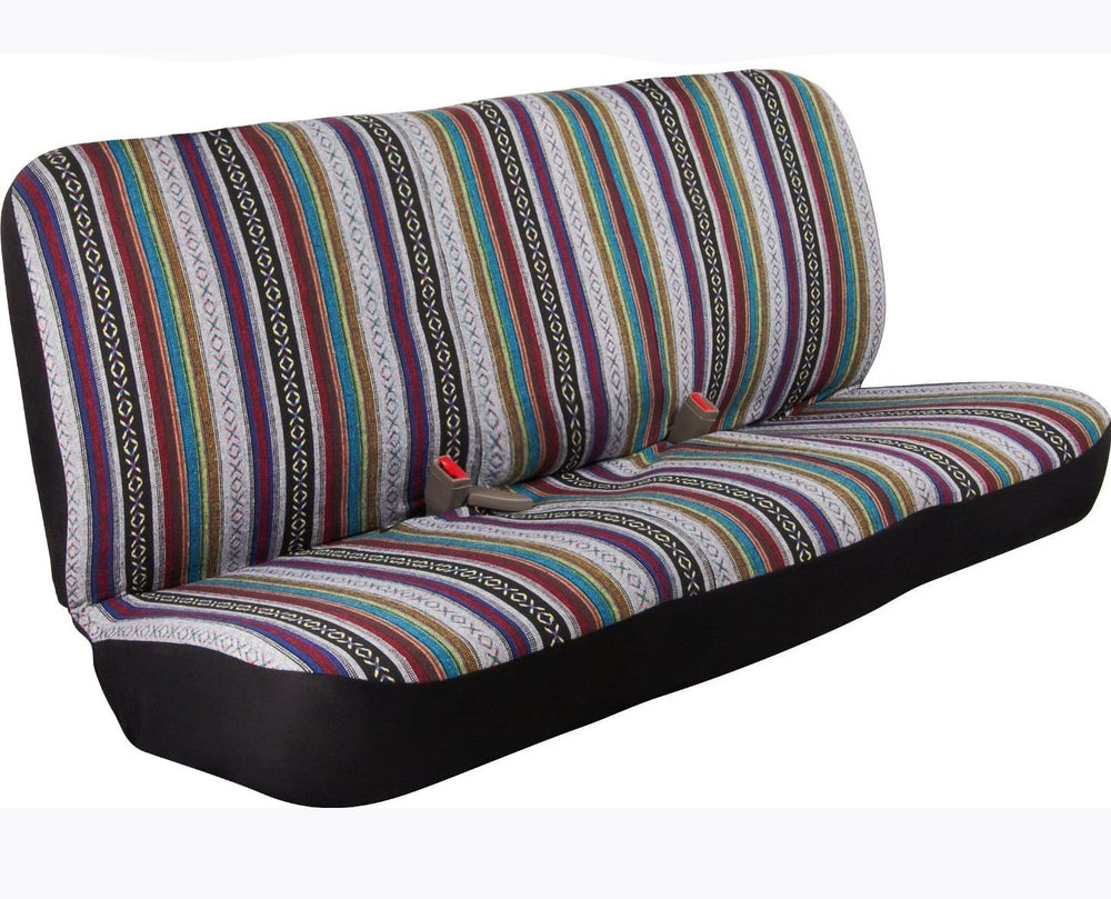 West Coast Auto Baja saddle blanket bench cover protects seats with soft, durable weave.