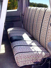 West Coast Auto Baja seat cover shows convenient front pockets on a full-size bench