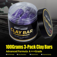 WEST HORSE clay bar close-up texture shows premium pliable detailing tool.