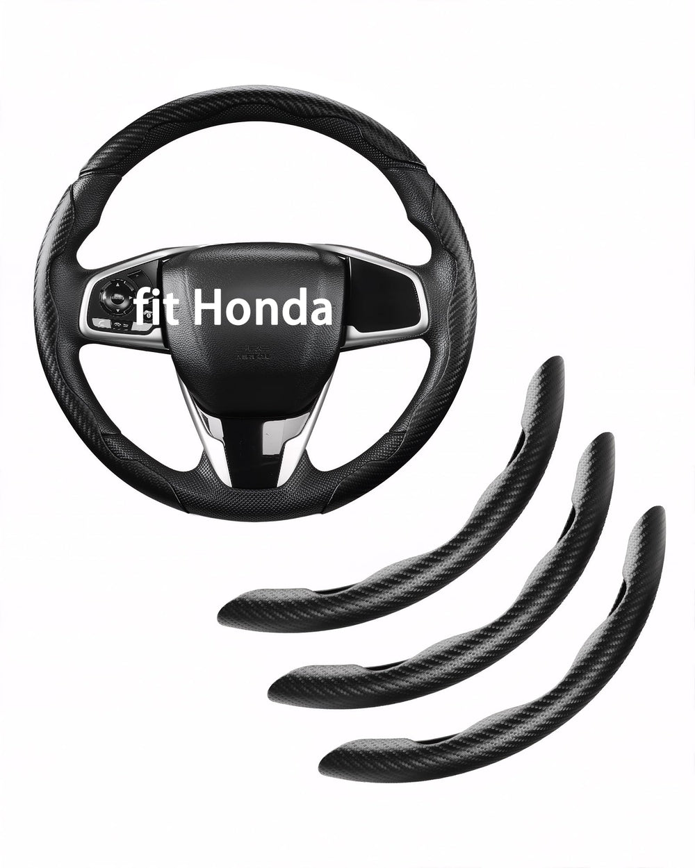 West Llama carbon fiber steering wheel cover on Honda Civic enhances grip and hides wear.