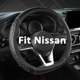 West Llama diamond quilted cover on a Nissan wheel enhances grip.