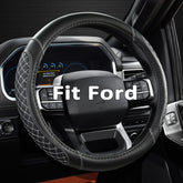 West Llama diamond quilted steering wheel cover for Ford F-150 enhances grip and style.