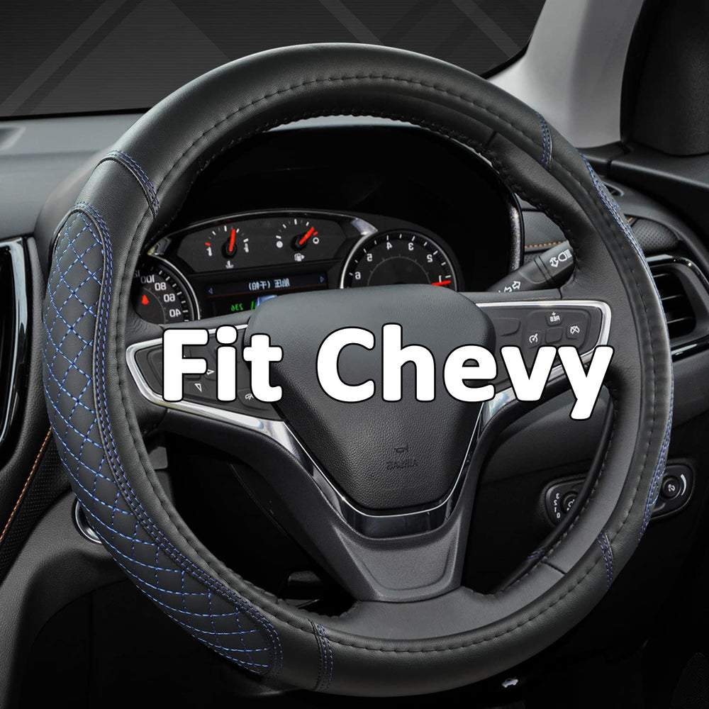 West Llama diamond quilted steering wheel cover on a 15-inch wheel, enhances grip and style.