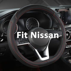 West Llama D-shaped cover for Nissan Rogue close-up showing breathable microfiber texture for grip.