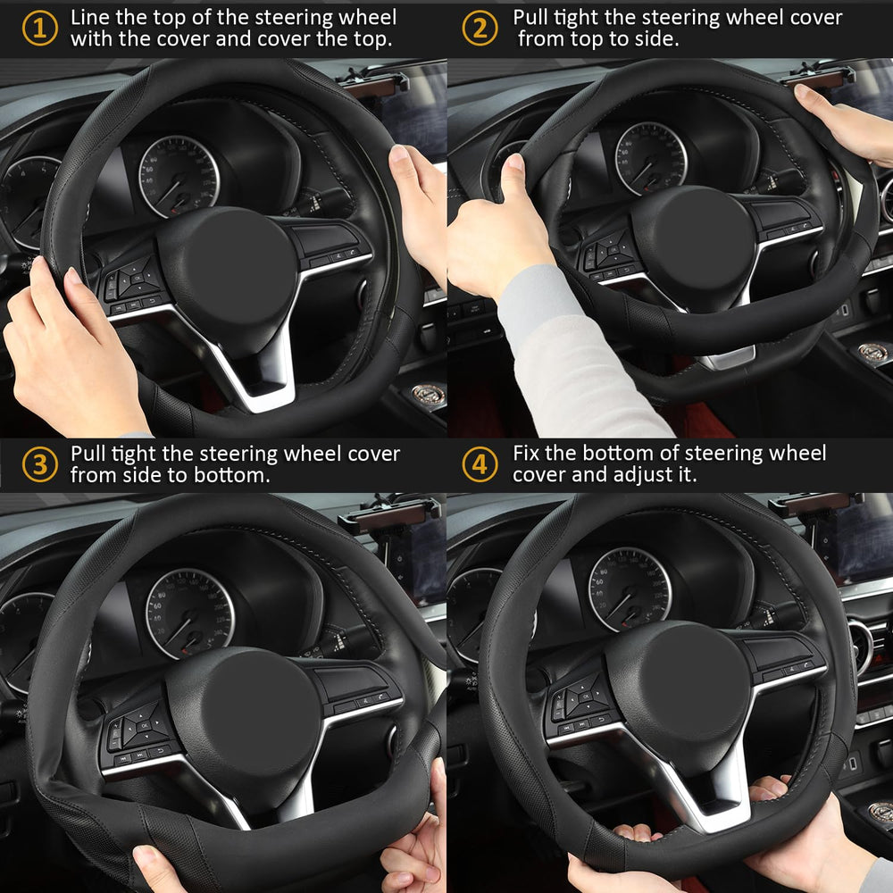 West Llama decorative and protective steering wheel cover in black