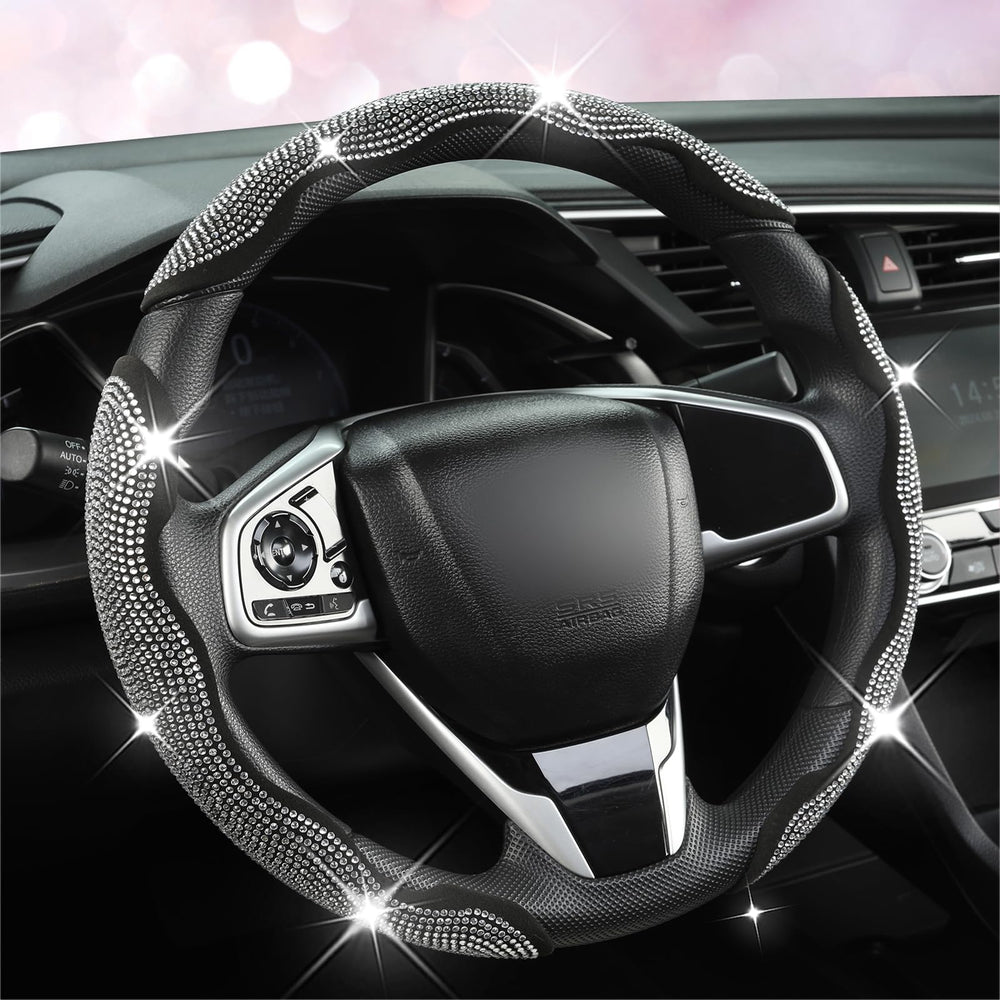 West Llama diamond-bling steering wheel cover adds interior sparkle and style.