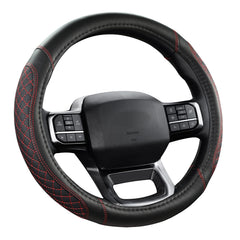 West Llama diamond-quilted cover protects steering wheel against wear.