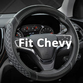 West Llama diamond-quilted steering wheel cover on Chevy Silverado enhances grip and style.
