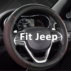 West Llama diamond quilted steering wheel cover on Jeep 14.5-15 inch for stylish protection