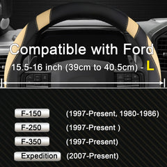 West Llama leather steering wheel cover with anti-slip inner ring for safer steering control.