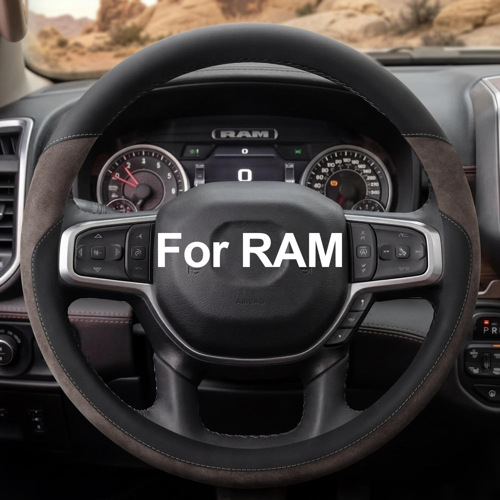 West Llama steering wheel cover for Dodge RAM 1500, top view, premium grip and style