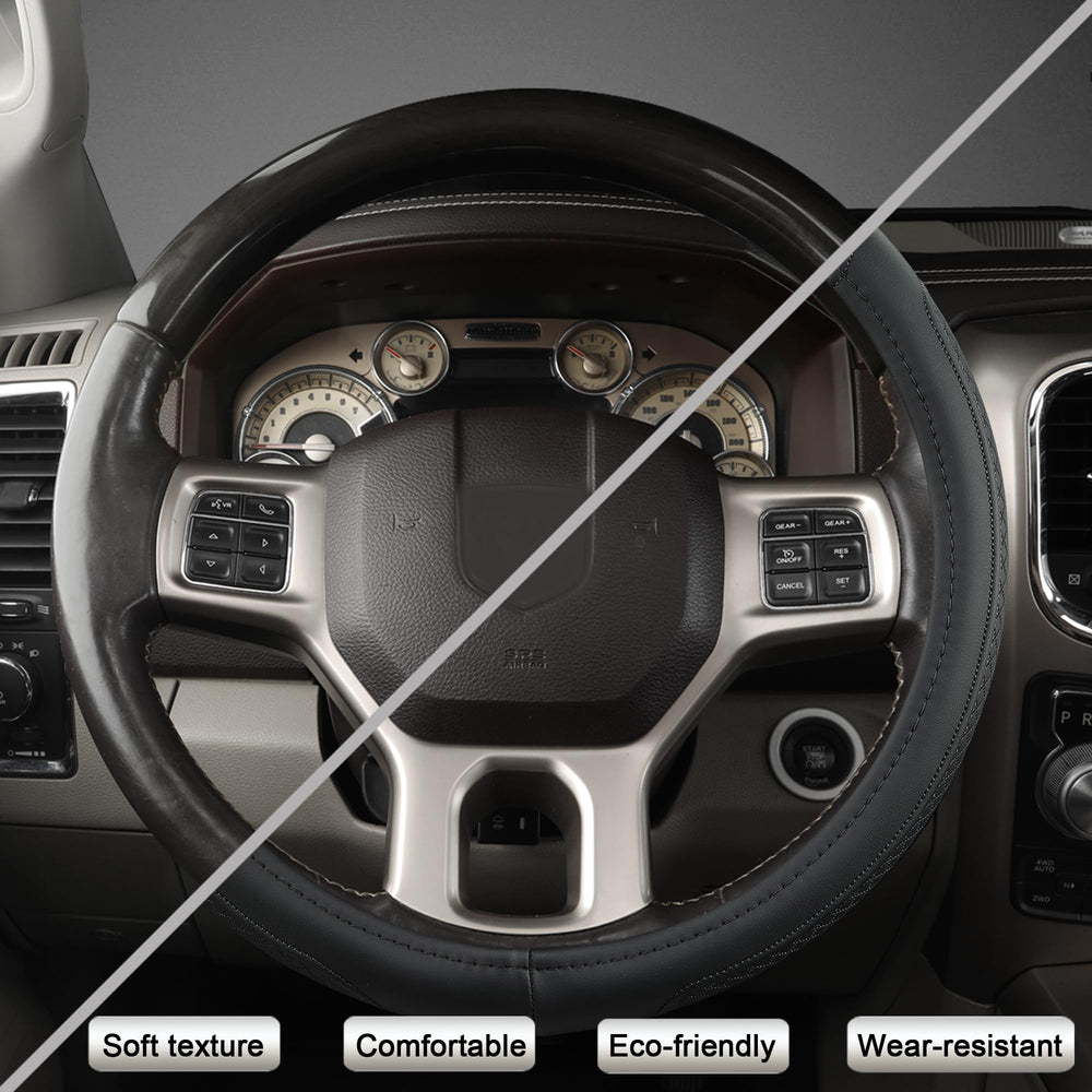 West Llama steering wheel cover easy-install view demonstrates tool-free fit