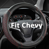 West Llama steering wheel cover in black-red diamond quilted finish for Chevy, enhances grip