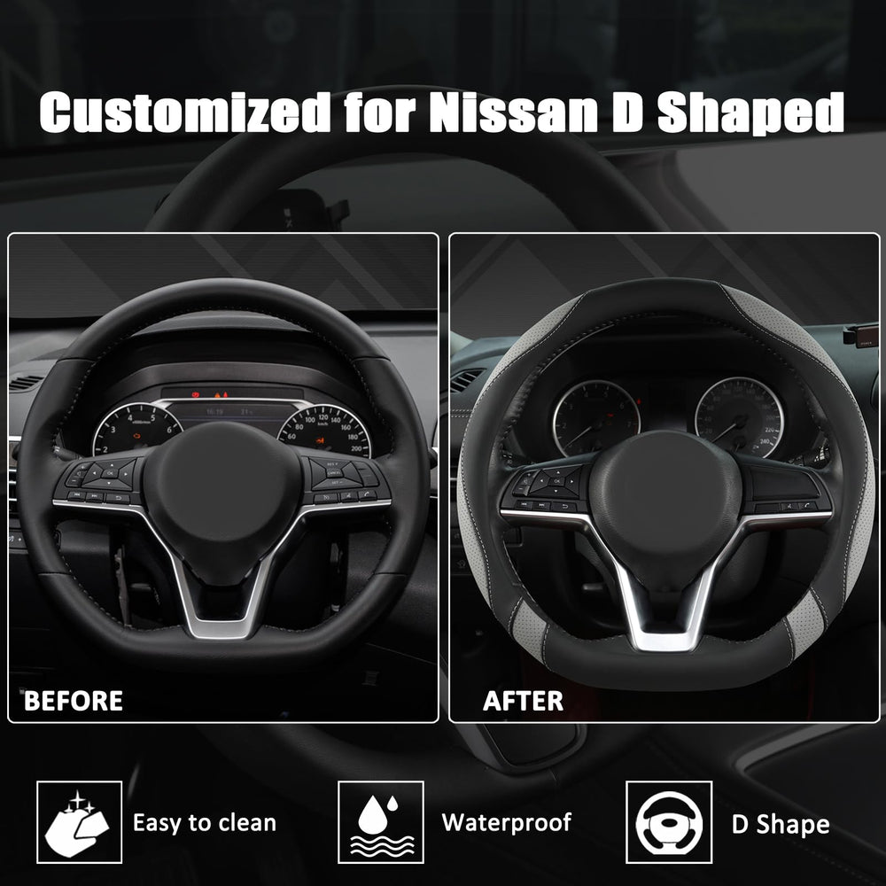 Elegant black and gray finish complements most car interiors.