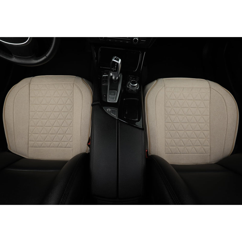 West Llama beige triangular-pattern 2-piece seat cover set for stylish protection