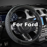 West Llama Diamond Quilted steering wheel cover on Ford front view with grip