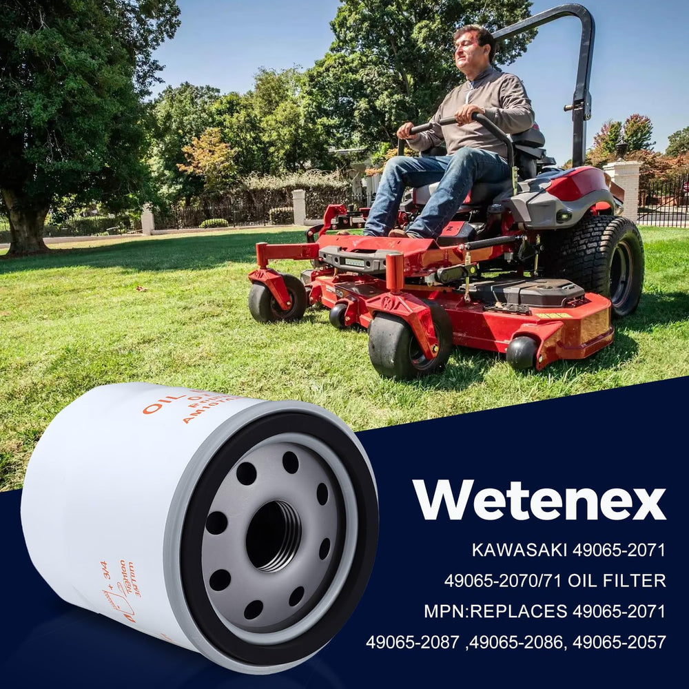Wetenex 49065-0724 oil filter with secure seal for Kawasaki engines.