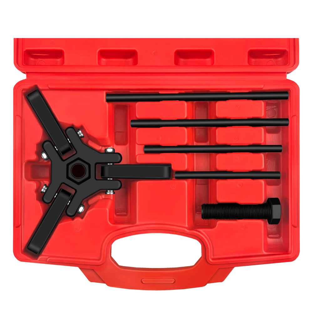 WETT Harmonic Balancer Puller with 3jaw in use for efficient damper removal