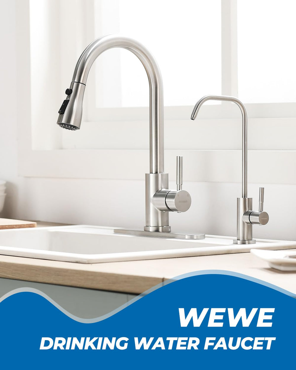 WEWE faucet uses SUS304 flow path for durable, clean-flow performance.