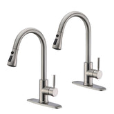 WEWE kitchen faucet pull-down sprayer in brushed nickel for versatile daily tasks.