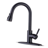 WEWE kitchen faucet with pull-down sprayer in oil rubbed bronze finish for durable style.