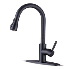 WEWE kitchen faucet with pull-down sprayer in oil rubbed bronze finish for durable style.