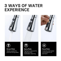 WEWE 360-degree swivel enables easy access to sink corners.