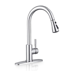 WEWE sink faucet chrome finish close-up for easy cleaning and shine.